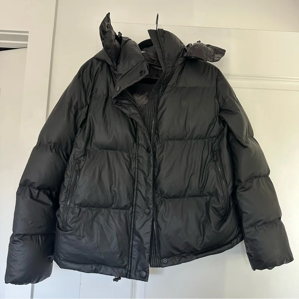 BCBGeneration (M) BCBG Black Matte Classic Quilted Puffer Winter Coat with Hood - Picture 5 of 13